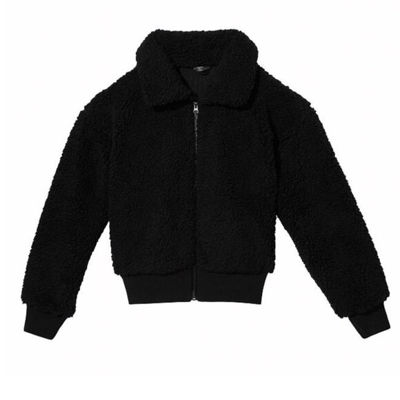 Victoria’s Secret ✦ Plush Fleece Zip Jacket ✦ Black w/ Embroidered VS Logo Back - Picture 3 of 5